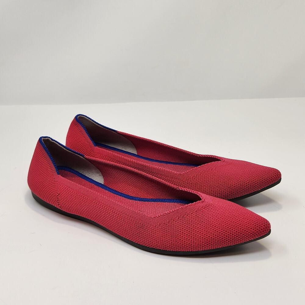 Rothys The Point Hot Pink Knit Flats Slip On Shoes Women Size 7 Preppy Casual